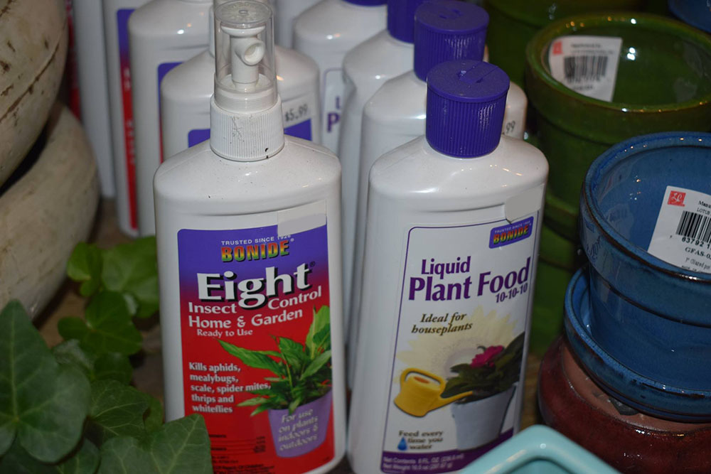 Plant care products on the shelf