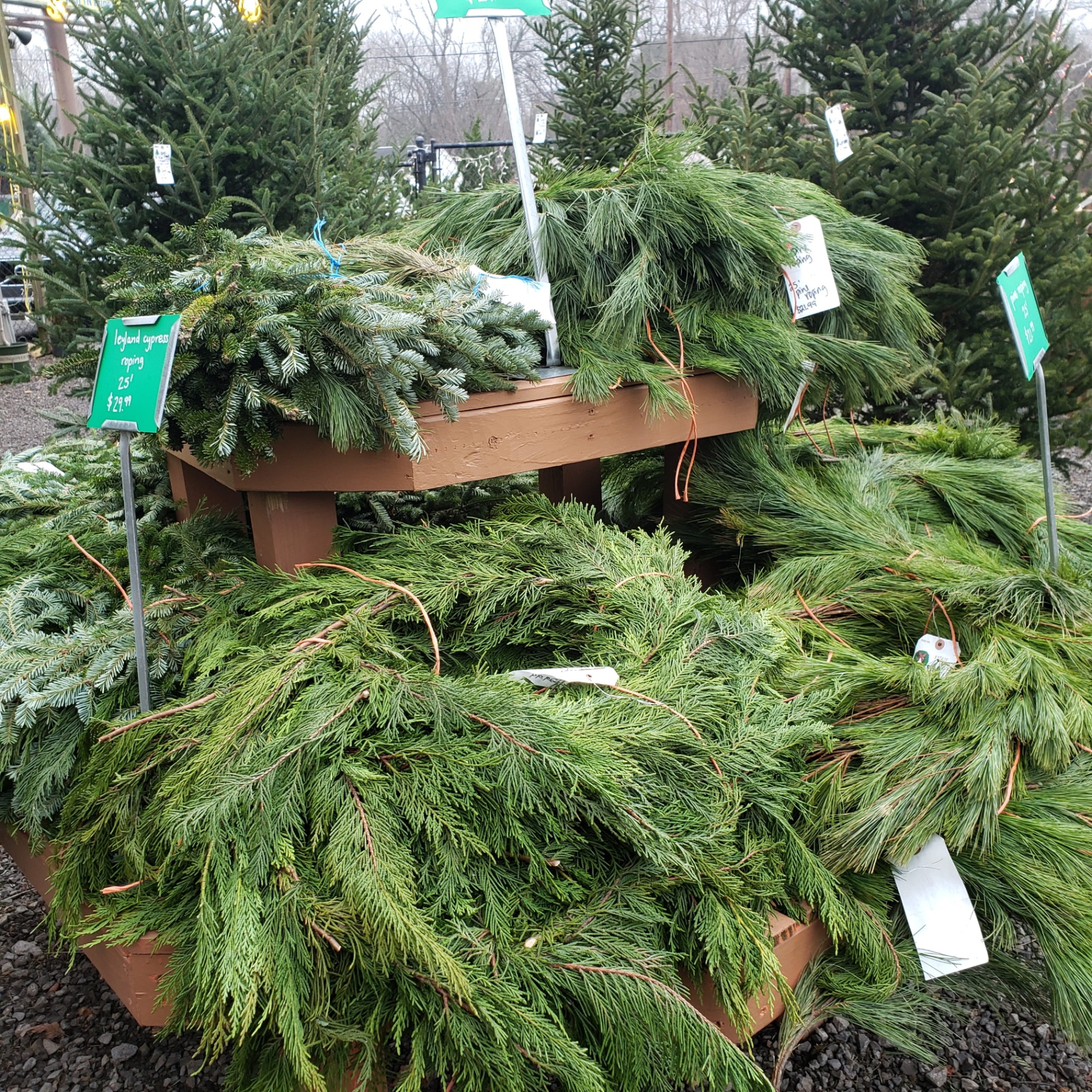 Cedar garland and roping display made on site